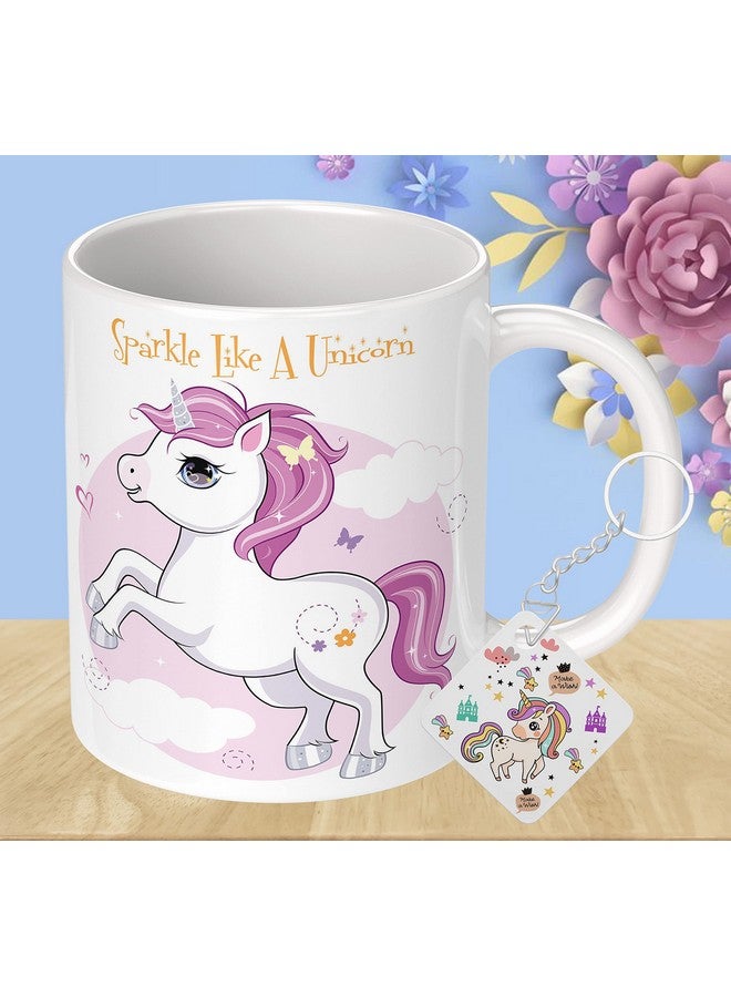NH10 DESIGNS NH10 Designs Unicorn Printed Coffee Mug for Girls, Unicorn Keychain, Cartoon Mug for Kids Birthday Gift Return Gift Animated Cartoon Mug for Unicorn Lover (Tea, Coffee, Milk Mug UNCRNWTMK 14 - Image 1