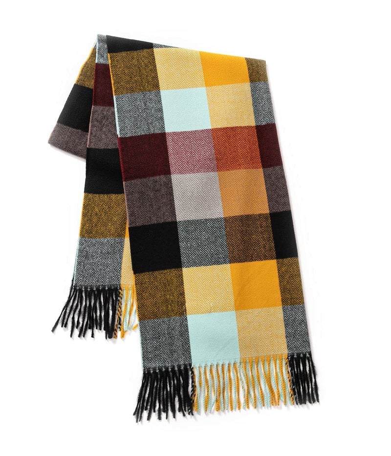 Villand Women's Wool Scarf - Cashmere Feel Winter Warm Checked Scarves for Women, Large Soft Thick Shawls and Wraps with Gift Box (Autumn Check) - Image 3