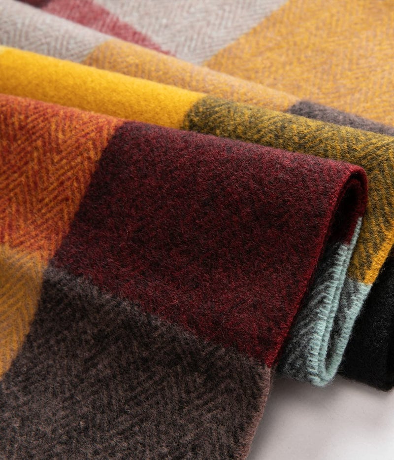 Villand Women's Wool Scarf - Cashmere Feel Winter Warm Checked Scarves for Women, Large Soft Thick Shawls and Wraps with Gift Box (Autumn Check) - Image 5