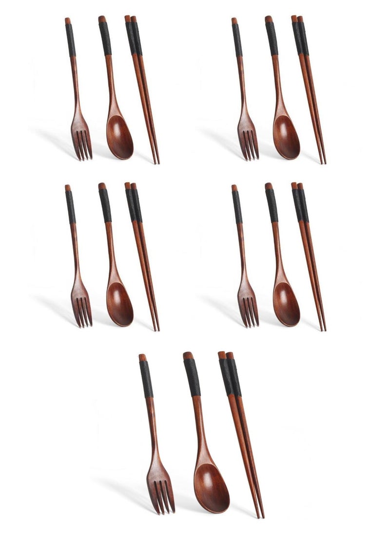 general 15-Piece Long Handled Solid Wood Adult Portable Tableware Set  - Image 1