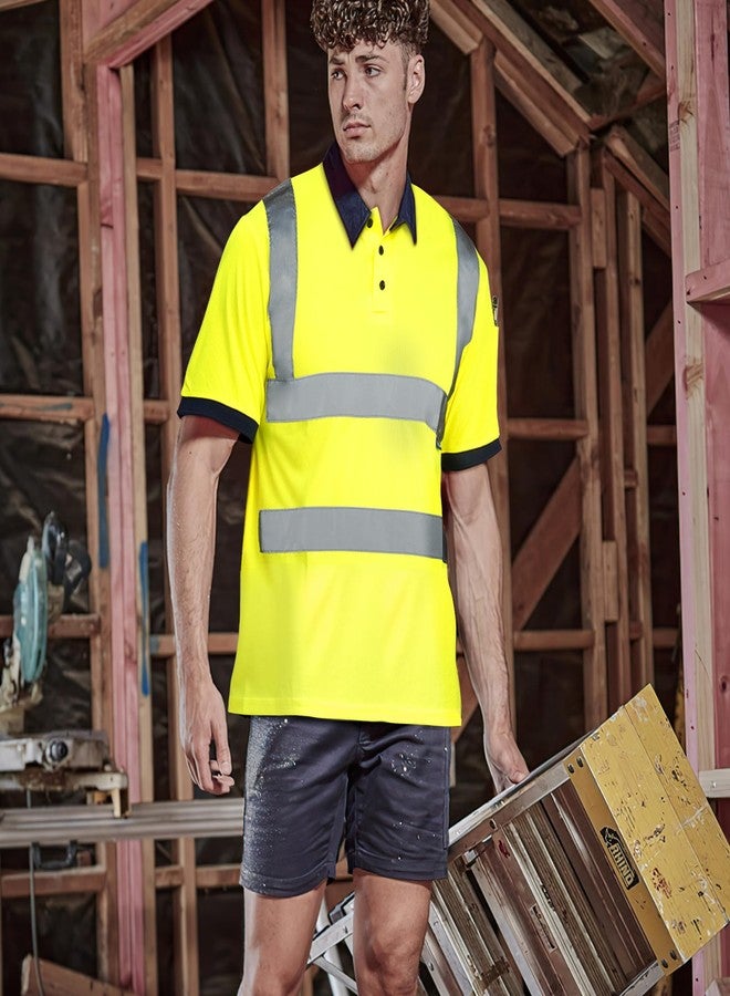 AYKRM High Visibility Security Polo Shirts neon Construction Work Shirts, Yellow, M - Image 4