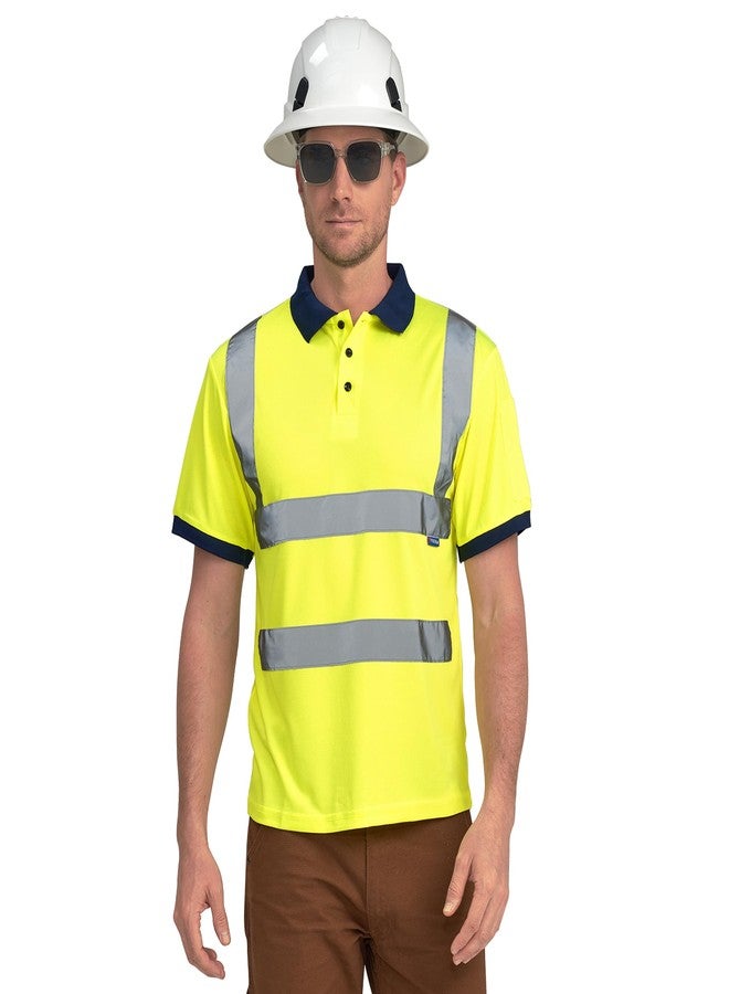 AYKRM High Visibility Security Polo Shirts neon Construction Work Shirts, Yellow, M - Image 1