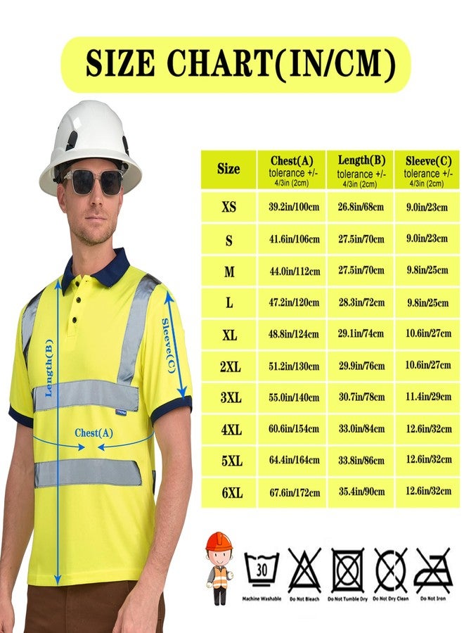 AYKRM High Visibility Security Polo Shirts neon Construction Work Shirts, Yellow, M - Image 3