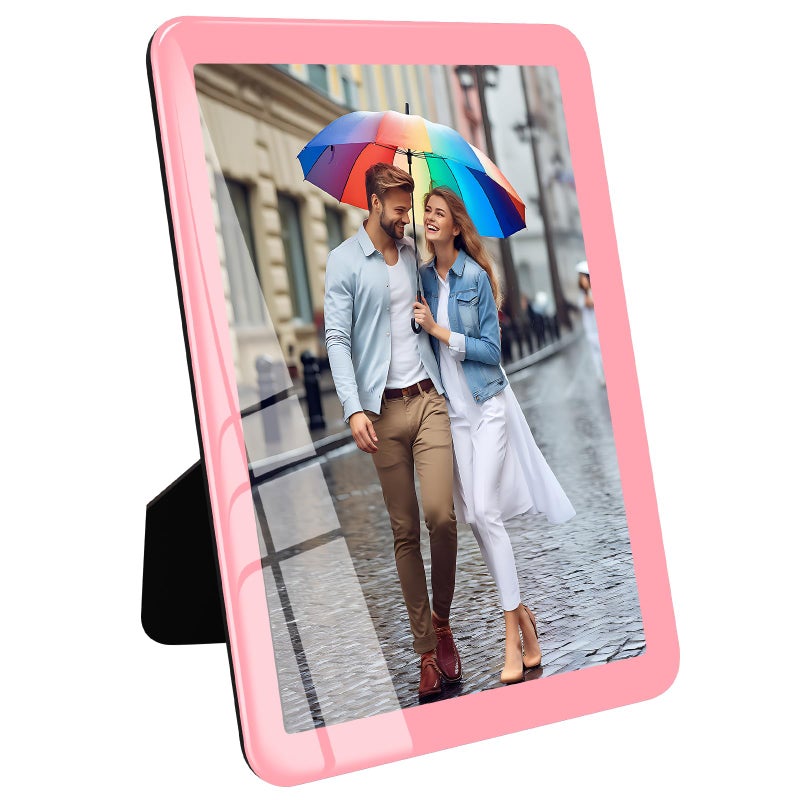 Bluesun Bluesun 5x7 Picture Frame Pink  Picture Frames Glass  Hanging Picture Frame  Matted for Wall and Tabletop Decor (5x7  Pink)  - Image 1