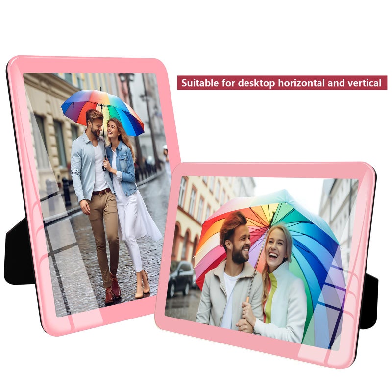 Bluesun Bluesun 5x7 Picture Frame Pink  Picture Frames Glass  Hanging Picture Frame  Matted for Wall and Tabletop Decor (5x7  Pink)  - Image 2