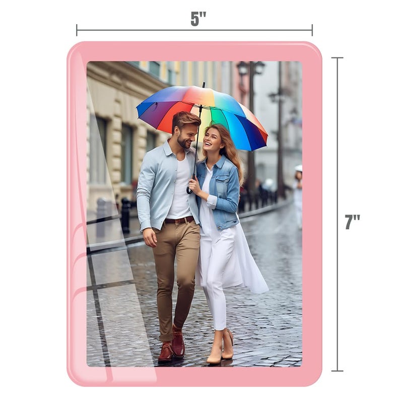 Bluesun Bluesun 5x7 Picture Frame Pink  Picture Frames Glass  Hanging Picture Frame  Matted for Wall and Tabletop Decor (5x7  Pink)  - Image 3