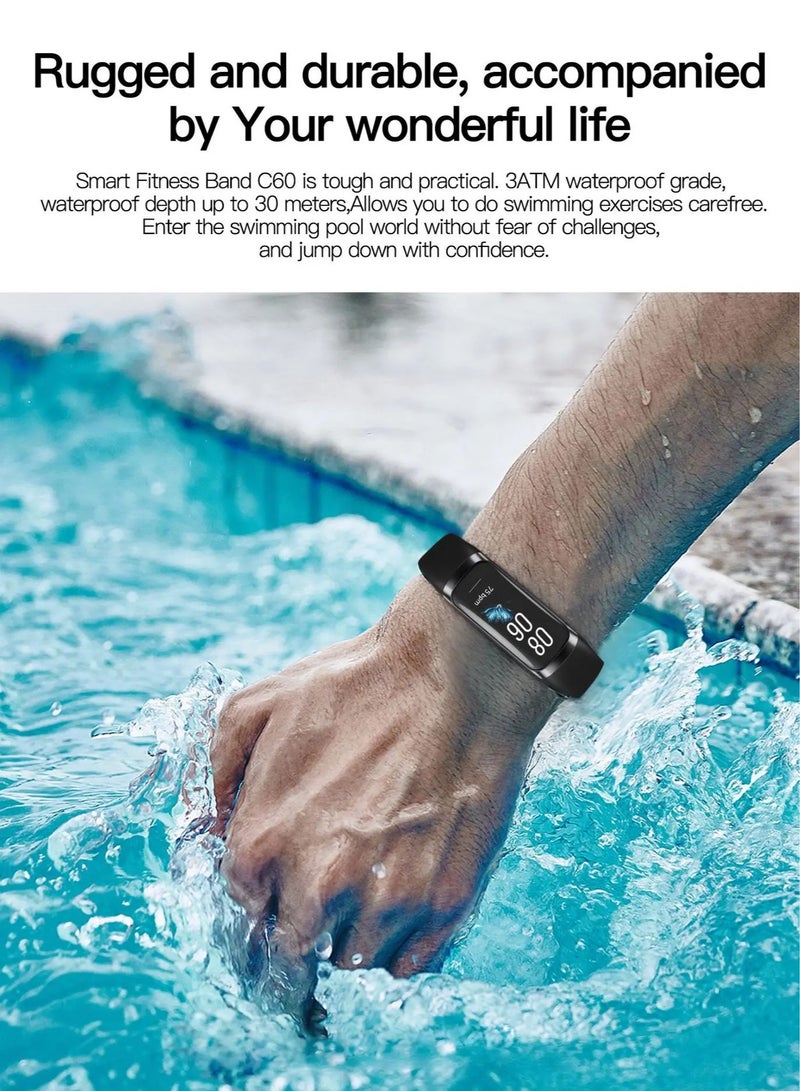 AROAQ C60 Smart Fitness Band, Large Display Color Amoled Screen Smart Watch, Lightweight And Water Proof Health Monitor Watch, Comfortable Smart Wrist Band With 25 Sports Mode, (Silver) - Image 2