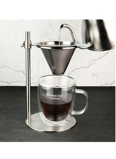 XiuWoo Adjustable Height Stainless Steel Pour Over Coffee Drip Stand with Stainless Steel Double-layer Filter  - Image 1
