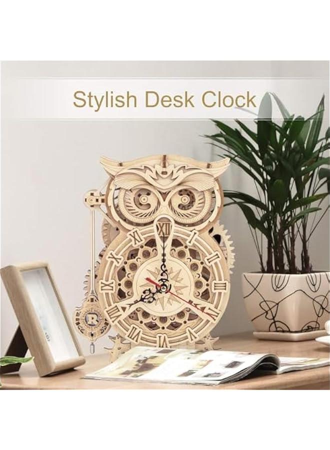 3D Wooden Puzzles for Adults Owl Clock - Mechanical Model Building Kit DIY Hobbies for Men Women 161PCS Clock Puzzle Creative Craft Gift Home Decor for Family - Image 3