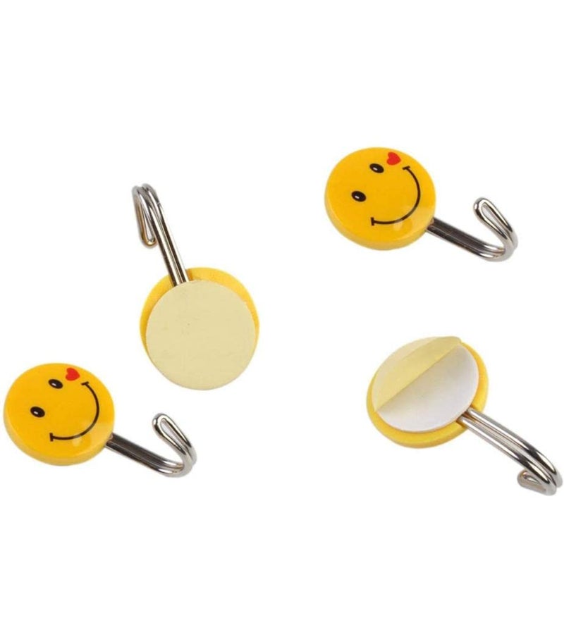 CELLEBII ® Self Adhesive Smiley Wall Steel Hooks Strong Wall Sticker Holder Door Hanger Hook (Pack of 6) - Image 1
