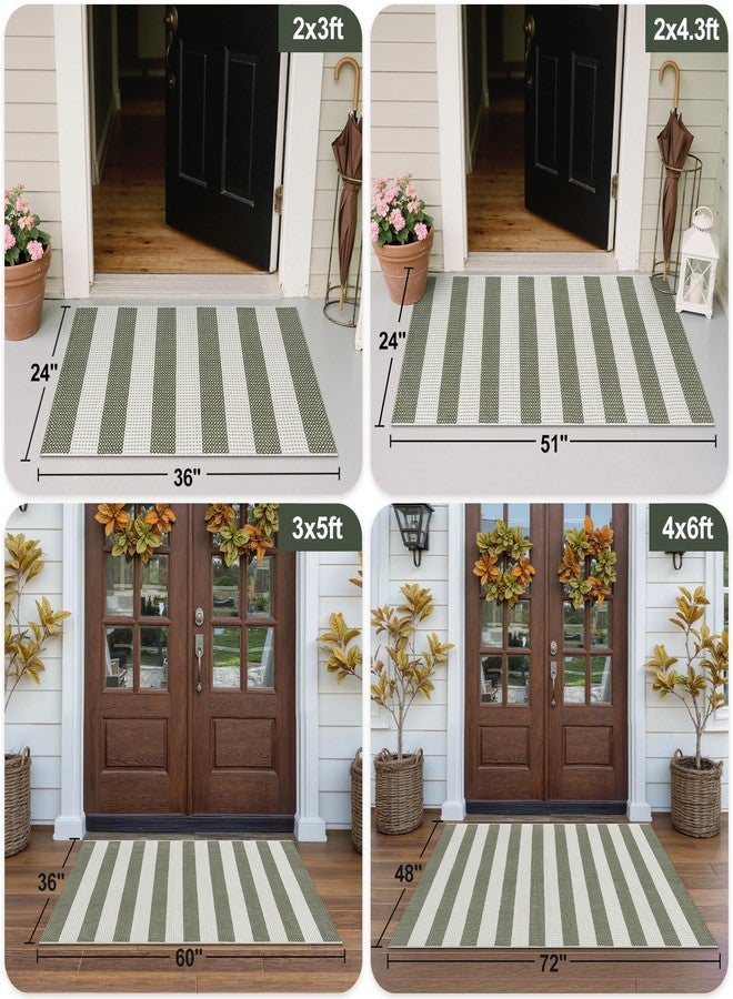 OJIA Washable Area Rugs 4'x6', Striped Outdoor Rug Cotton Woven Entryway Rugs Indoor Patio Rugs Carpet Large Area Rugs for Bedroom/Porch/Deck/Backyard/Camping/Living Room (Blue/White/Tan) - Image 3
