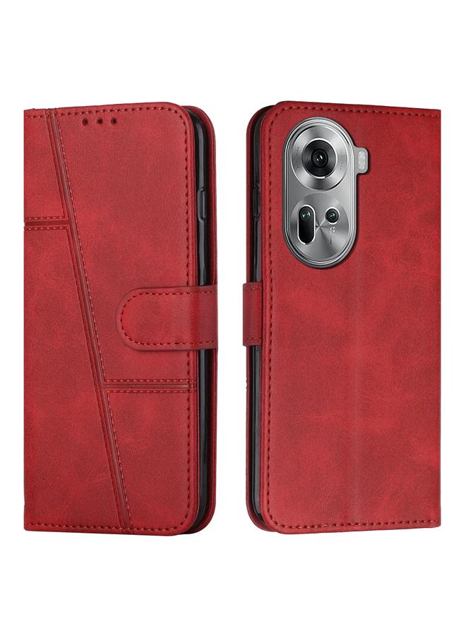 S-TOP Case For OPPO Reno11 5G Global Stitching Calf Texture Buckle Leather Phone Case - Image 1