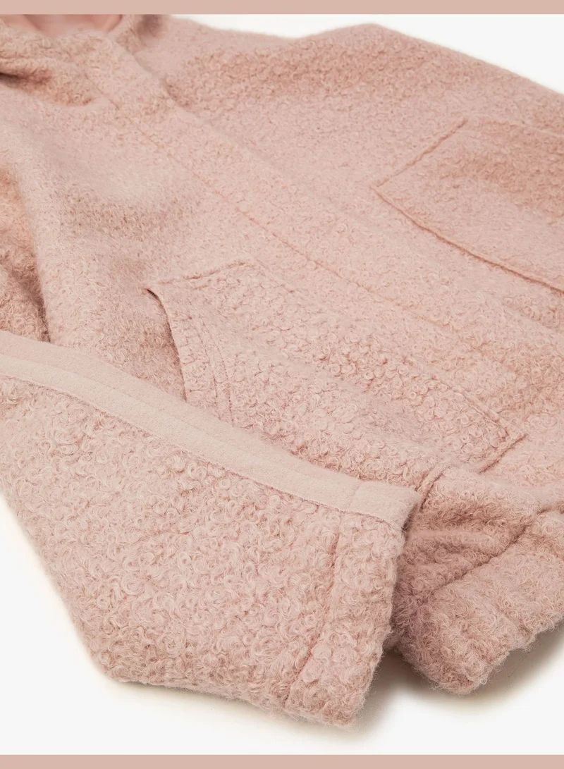 KOTON Shearling Bomber Jacket Oversized Hooded Pockets