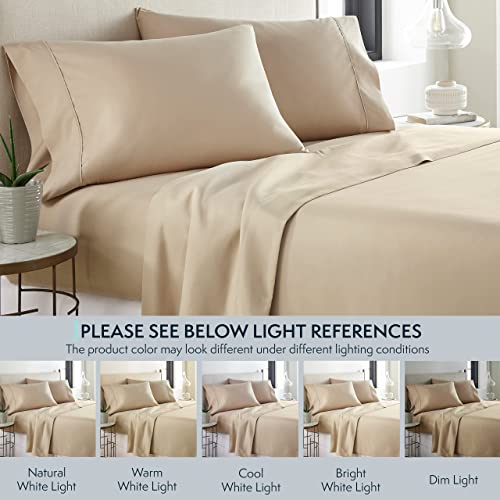 HC COLLECTION Bed Sheets Set King with 2 Pillowcases, Hotel Luxury Platinum 1800 Series Brushed Microfiber Sheet w/Deep Pocket, Ultra Soft Lightweight 4 Pcs Linen Bedding for Hot Sleepers, Taupe - Image 4