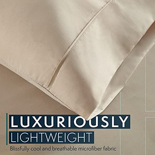 HC COLLECTION Bed Sheets Set King with 2 Pillowcases, Hotel Luxury Platinum 1800 Series Brushed Microfiber Sheet w/Deep Pocket, Ultra Soft Lightweight 4 Pcs Linen Bedding for Hot Sleepers, Taupe - Image 3