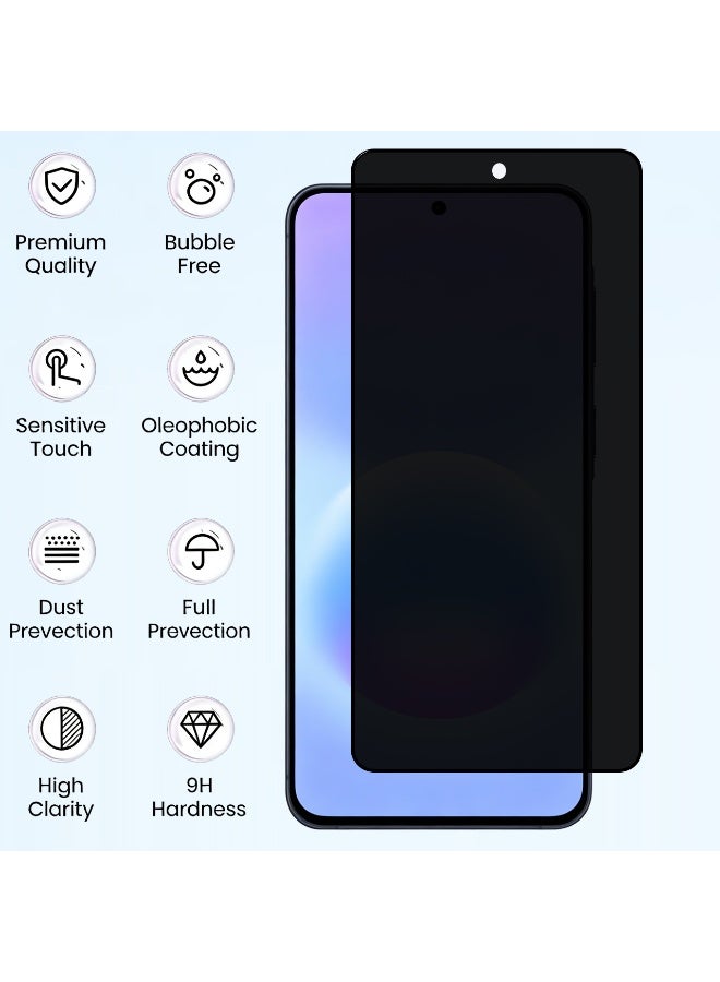 Yunpy [2+1 Packs] for Samsung Galaxy A57 Privacy Tempered Glass Screen Protector with Camera Lens Film, Including 2 Pack Privacy Front Glass and 1 Pack Camera Lens Film, 9H Hardness HD Clear Anti-Scratch Anti-Fingerprint Bubble-Free Case Friendly Screen Protector - Image 3