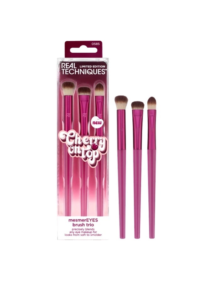 REAL TECHNIQUES Cherry On Top MesmerEYES Brush Trio, 3 Piece Set - Image 2