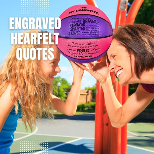 CybGene Daughter Gifts from Mom, to My Daughter Basketball, Personalized Basketball for Daughter for Birthday Christmas, Purple adn Pink - Image 2