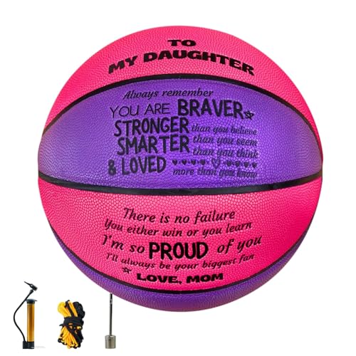 CybGene Daughter Gifts from Mom, to My Daughter Basketball, Personalized Basketball for Daughter for Birthday Christmas, Purple adn Pink - Image 1