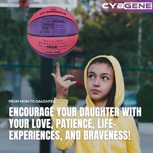 CybGene Daughter Gifts from Mom, to My Daughter Basketball, Personalized Basketball for Daughter for Birthday Christmas, Purple adn Pink - Image 5