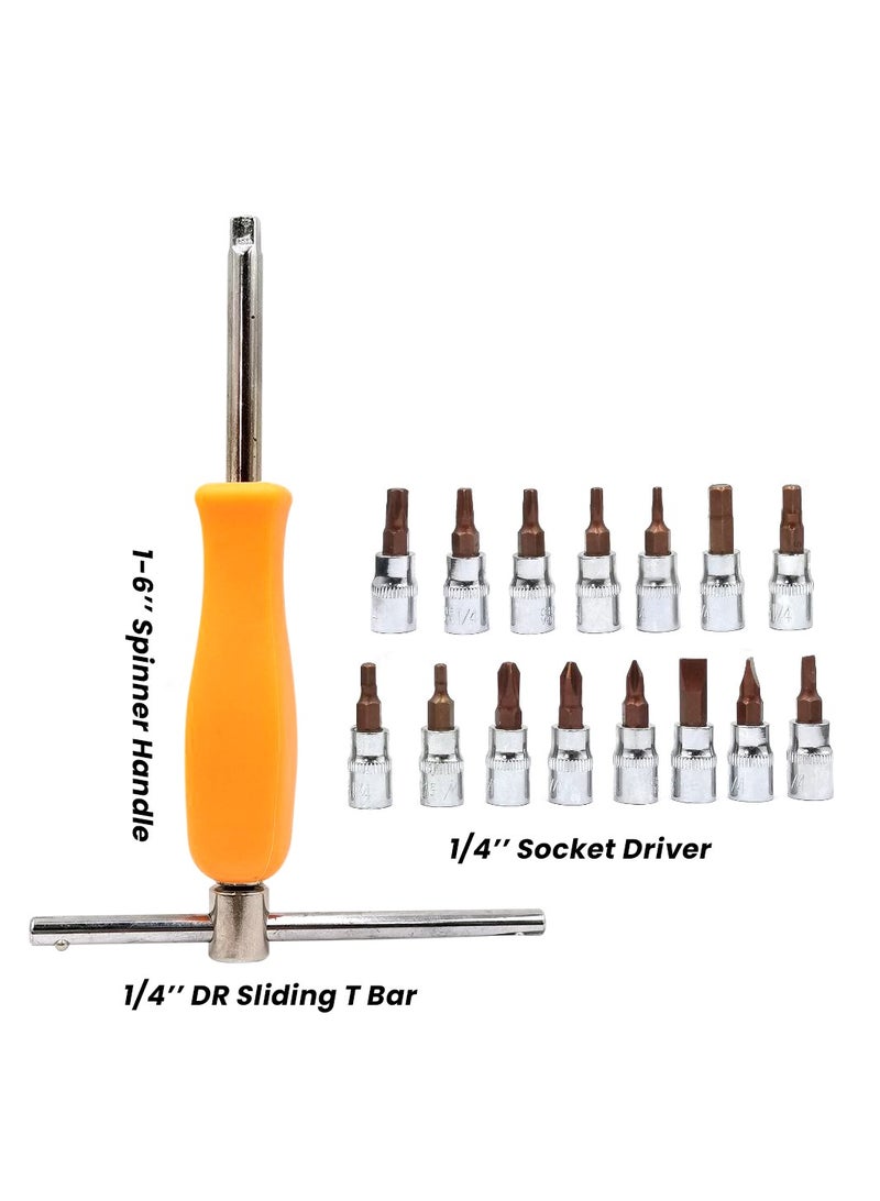 Premium 1/4-Inch High-End Socket and Screwdriver Set – 17-Piece Tool Kit  - Image 3