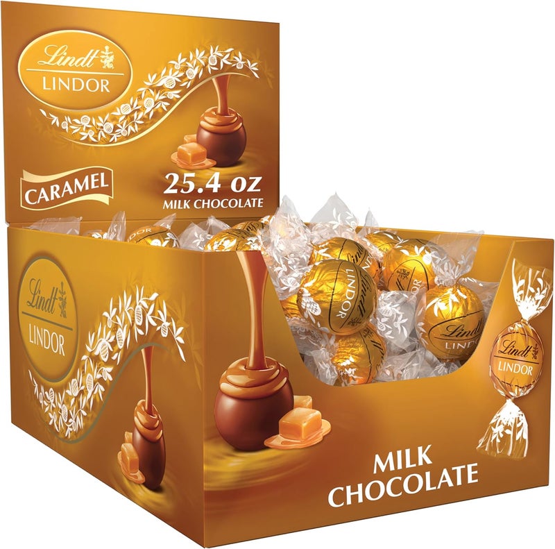 Lindt LINDOR Caramel Milk Chocolate Truffles, 60 Count - Image 1