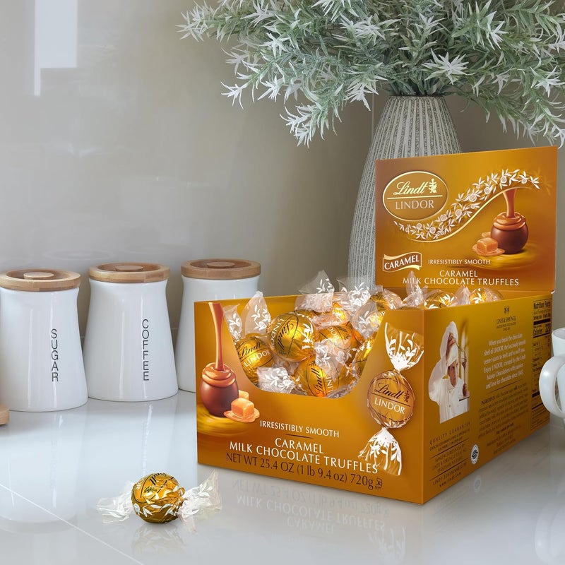 Lindt LINDOR Caramel Milk Chocolate Truffles, 60 Count - Image 3