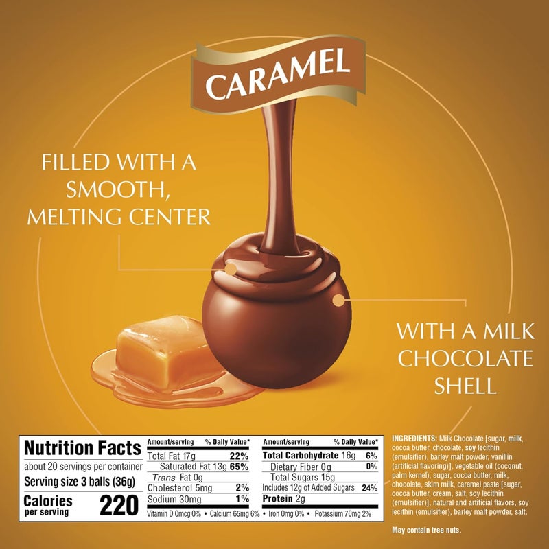 Lindt LINDOR Caramel Milk Chocolate Truffles, 60 Count - Image 2