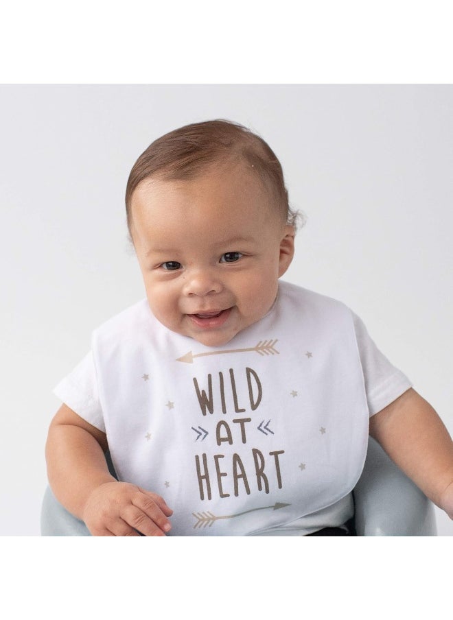 Neat Solutions 5 Pack Aspirational Bib Set with Mixed Fabrics & Water Resistant Inner Core - Boy, Grey Oatmeal While