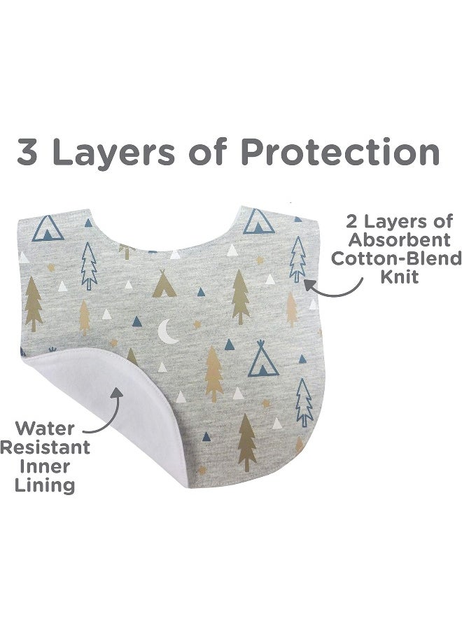 Neat Solutions Neat Solutions 5 Pack Aspirational Bib Set with Mixed Fabrics & Water Resistant Inner Core - Boy, Grey Oatmeal While  - Image 3