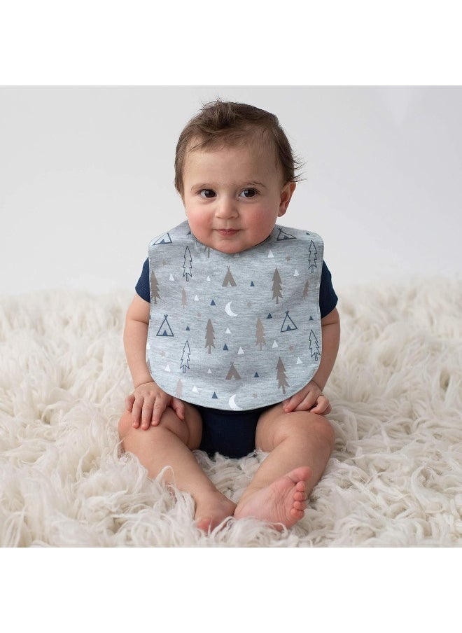 Neat Solutions Neat Solutions 5 Pack Aspirational Bib Set with Mixed Fabrics & Water Resistant Inner Core - Boy, Grey Oatmeal While  - Image 4