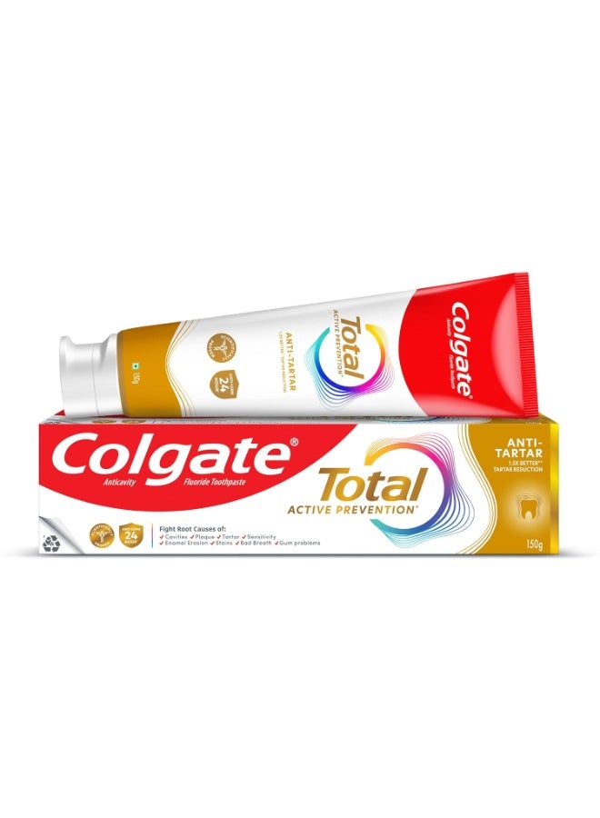 Colgate Total Anti-Tartar Toothpaste | Anti-Germ Tooth Paste | Colgate Paste Toothpaste with 1.5x Better Tartar Reduction (150gm) - Image 1