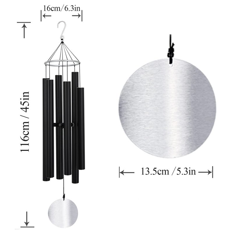 Wind Chimes Large Outdoors Clearance Deep Tone 45 Sympathy Wind Chimes in Loving Memory of Someone Memorial Wind Chimes Gifts for Mothers Day Metal Wind Chimes Outdoors Garden Yard DcorBlack