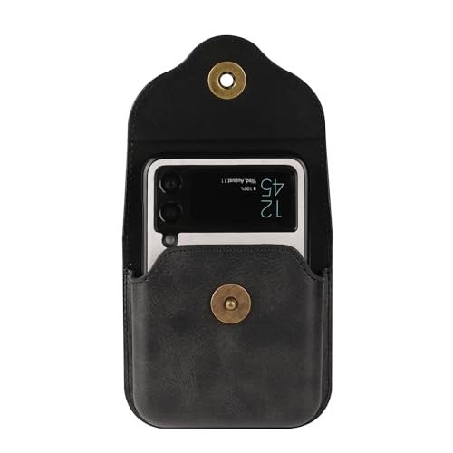 WFCKPQF Cellphone Waist Bag with Card Holder Compatible with Samsung Galaxy Z Flip 7/6/5/4/3/2/5G, Mens Leather Cell Phone Belt Holster with Belt Clip Outdoor Sport Carrying Case Waist Holder Bumbag Wallet - Image 3