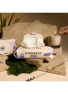 The Honest Company The Honest Company Calm + Cleanse Naturally Scented Wipes | Cleansing Multi-Tasking Wipes | 99% Water, Plant-Based, Hypoallergenic | Lavender, 60 Count  - Image 4
