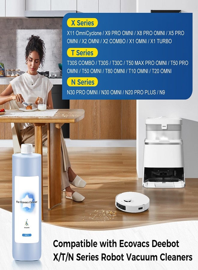 KTNAid 1L Multi-Surface Floor Cleaning Solution for Ecovacs Deebot T30S COMBO/T30S/X2 COMBO/X2 OMNI/T20 OMNI/X1 OMNI/X1 TURBO/T10 OMNI/X9 PRO OMNI/X11/N20/N30/X5/X8/T50/T80/T30C/N9+ Robot Vacuum Cleaner - Image 2
