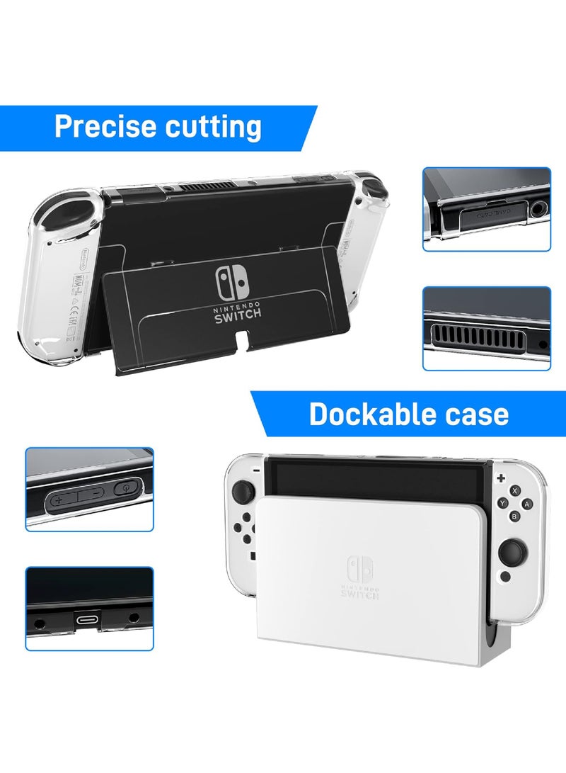 كابتن تيك غطاء حماية أسود شفاف 3 في 1 لجهاز نينتندو سويتش OLED قابل للإرساء لجهاز Switch OLED وJoy Con Controller Comfort Grip Shell مع تصميم ممتص للصدمات ومضاد للخدش - Image 3