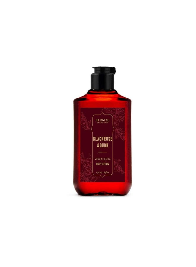 ذا لوف كو. لوشن الجسم كريم مرطب مغذي للبشرة الجافة مناسب للرجال والنساء مع زيت الجوجوبا وزبدة الشيا وفيتامين E 50 مل (الورد الأسود والعود) - Image 1