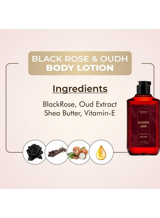 ذا لوف كو. لوشن الجسم كريم مرطب مغذي للبشرة الجافة مناسب للرجال والنساء مع زيت الجوجوبا وزبدة الشيا وفيتامين E 50 مل (الورد الأسود والعود) - Image 2
