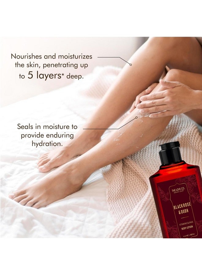 ذا لوف كو. لوشن الجسم كريم مرطب مغذي للبشرة الجافة مناسب للرجال والنساء مع زيت الجوجوبا وزبدة الشيا وفيتامين E 50 مل (الورد الأسود والعود) - Image 3