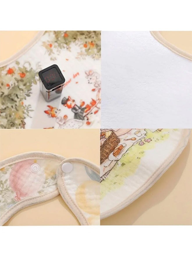 إم إكس إن مرايل قطنية للأطفال مكونة من 5 قطع، مزودة بـ 2 زر كبس قابل للتعديل - مرايل قطنية للأطفال مكونة من 4 طبقات، مرايل قطنية للأولاد والبنات لتخفيف سيلان اللعاب أثناء الأكل والتسنين - Image 3