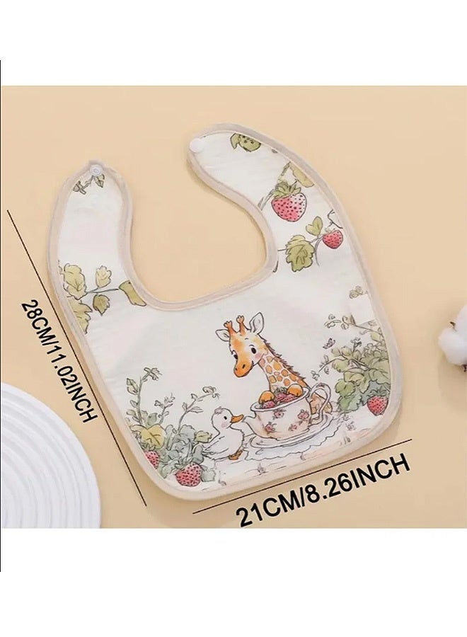 إم إكس إن مرايل قطنية للأطفال مكونة من 5 قطع، مزودة بـ 2 زر كبس قابل للتعديل - مرايل قطنية للأطفال مكونة من 4 طبقات، مرايل قطنية للأولاد والبنات لتخفيف سيلان اللعاب أثناء الأكل والتسنين - Image 2