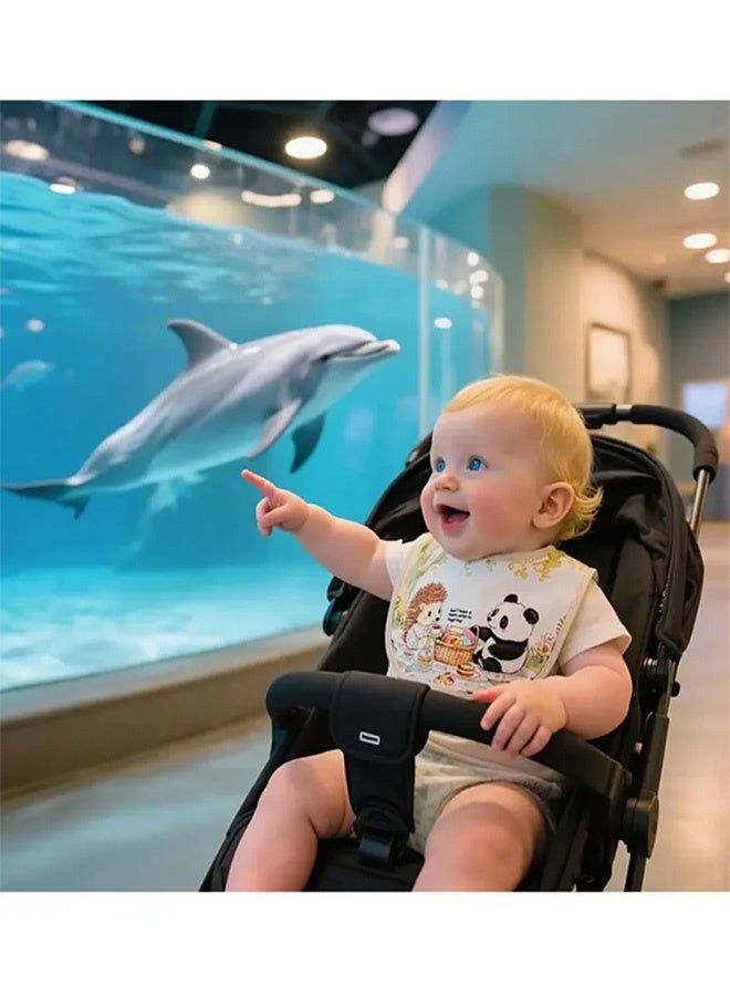 إم إكس إن مرايل قطنية للأطفال مكونة من 5 قطع، مزودة بـ 2 زر كبس قابل للتعديل - مرايل قطنية للأطفال مكونة من 4 طبقات، مرايل قطنية للأولاد والبنات لتخفيف سيلان اللعاب أثناء الأكل والتسنين - Image 5