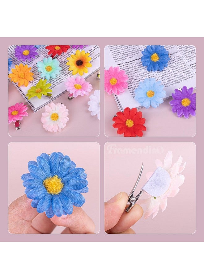 Framendino, 15 Pack Daisy Clip Flower Clips Small Sunflower Hairpins Bridal Accessories for Women Girls Beach Wedding Decor (15 Colors) - Image 5