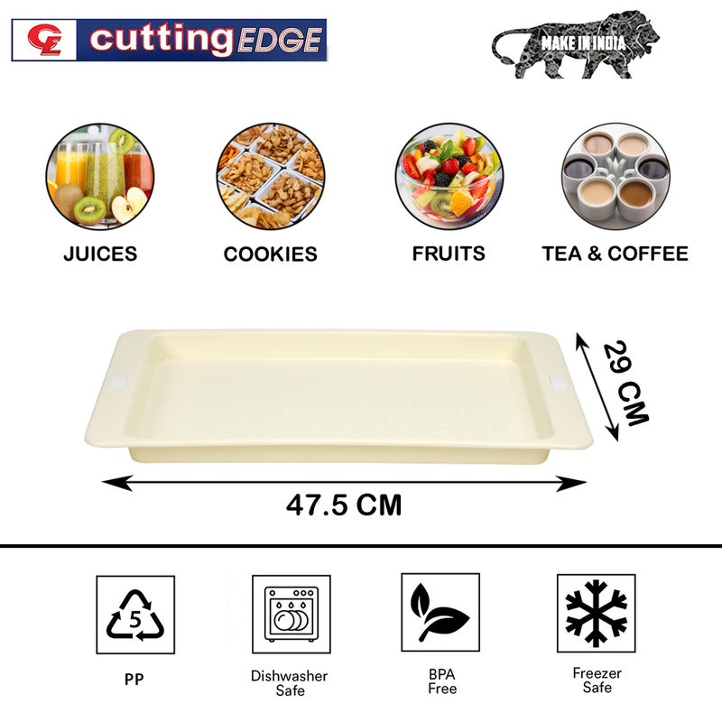Cutting EDGE Serving Tray Rectangular Shape Platter for Kitchen Hostel & Hotels Best for Drinks Breakfast Tea Dinner and Dinning Table (White, Set of 1) - Image 5