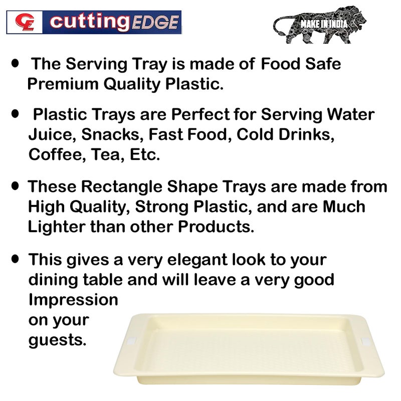 Cutting EDGE Serving Tray Rectangular Shape Platter for Kitchen Hostel & Hotels Best for Drinks Breakfast Tea Dinner and Dinning Table (White, Set of 1) - Image 4