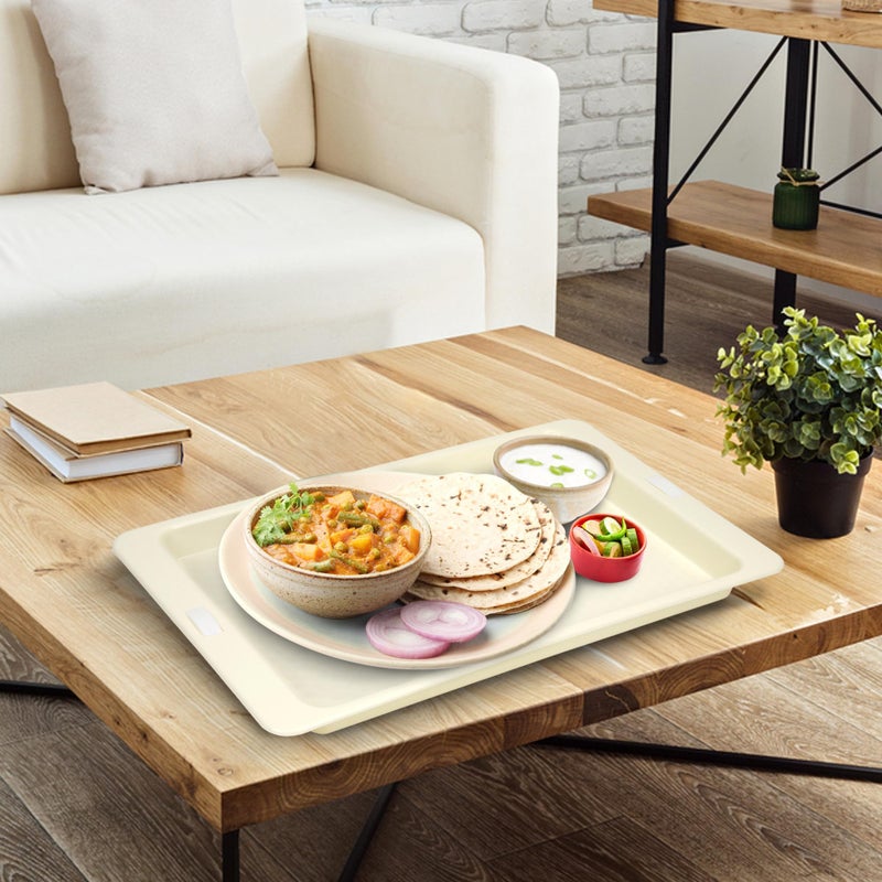 Cutting EDGE Serving Tray Rectangular Shape Platter for Kitchen Hostel & Hotels Best for Drinks Breakfast Tea Dinner and Dinning Table (White, Set of 1) - Image 2