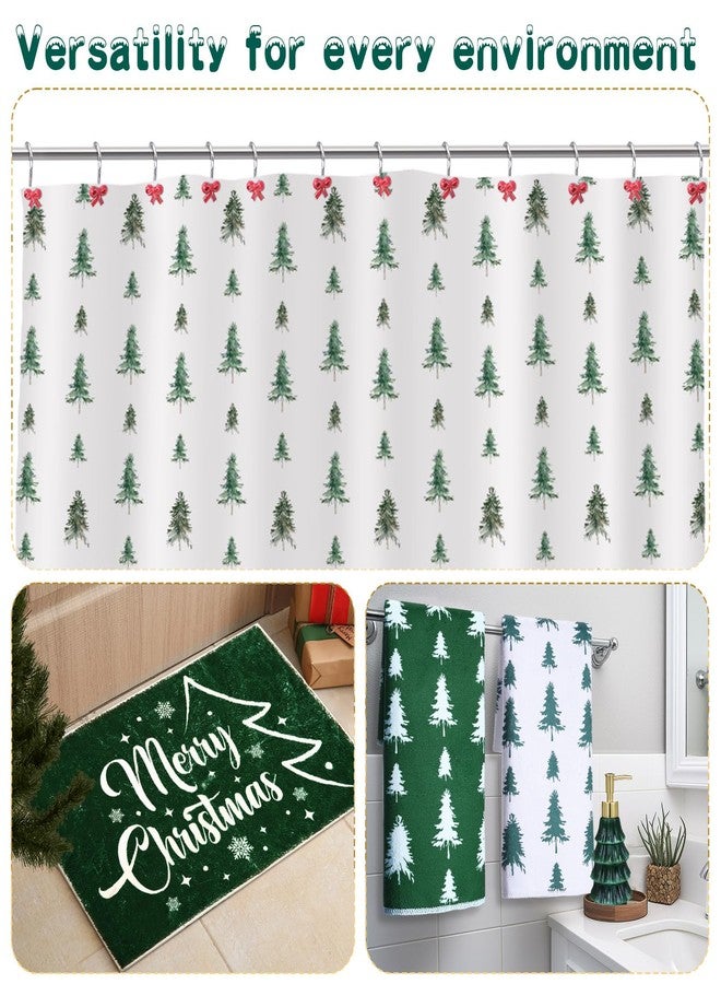 Remagr 17 Pcs Christmas Bathroom Accessories Set Christmas Tree Shower Curtain with 12 Hooks Bath Mat Rug Non Slip Soap and Lotion Dispenser 2 Towels for Holiday Decorations Merry Xmas Gifts - Image 3