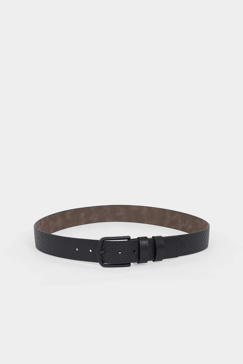 Man Rectangle Clasp Faux Leather
