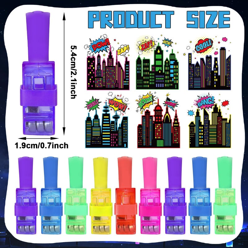 Oitnlaughter 36Pcs Super Theme Hero LED Finger Lights Hero Party Favors Glow in the Dark Light Up Finger Lights City Themed Toys Bulk for Super Birthday Party Goodie Bag Stuffer Birthday Gifts Classroom Prize - Image 2